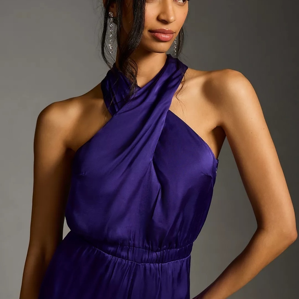 Anthropologie Royal Purple Halter Jumpsuit - Picture 4 of 5
